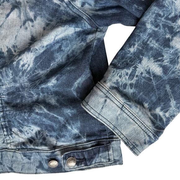Torrid Tie Dye Womens Blue Denim Jacket Plus Size 3X 22-24 Trucker Casual Hippie - Picture 9 of 13